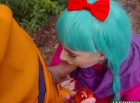 Cock hungry cosplayer jessie saint sucking the sutds big cock